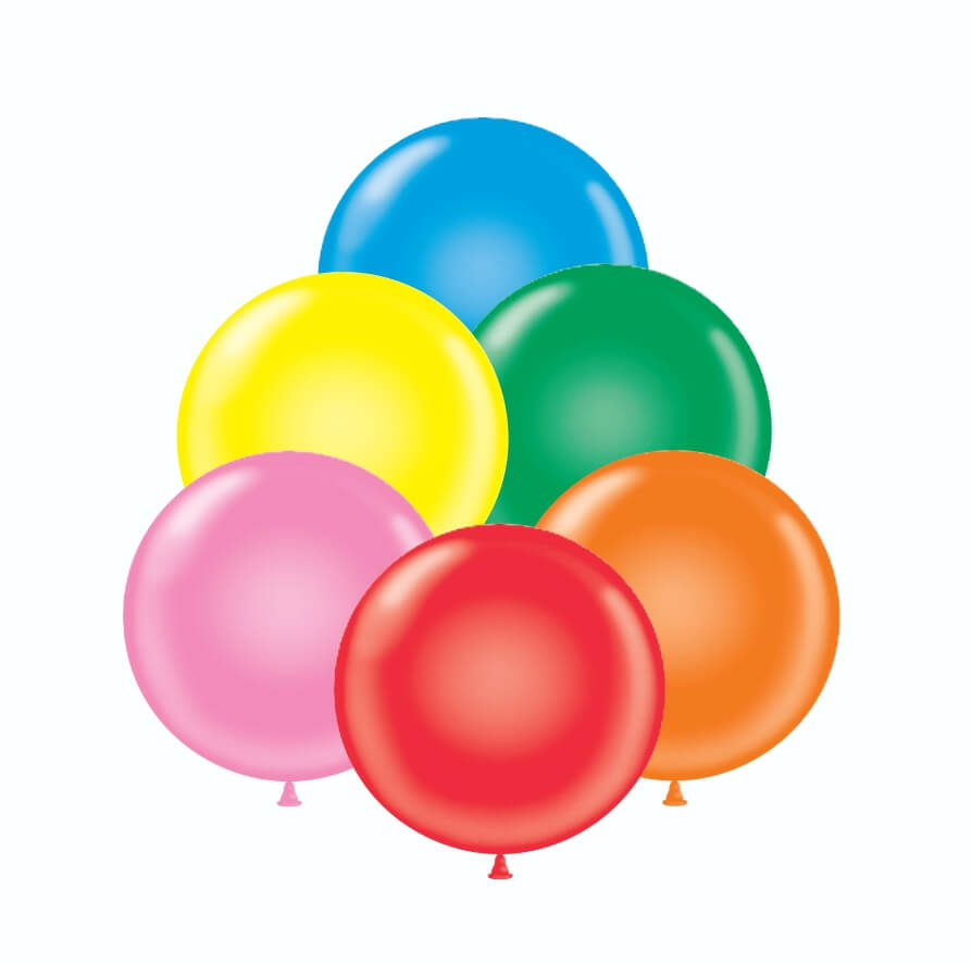 24" Latex Balloons #01 Tuf-Tex® Standard Assortment without White: 25 Count