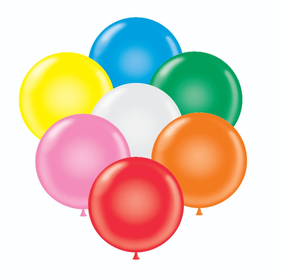 24" Latex Balloons #02 Tuf-Tex® Standard Assortment with White: 25 Count