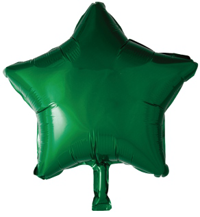 18" Mylar Green Star 10-Pack